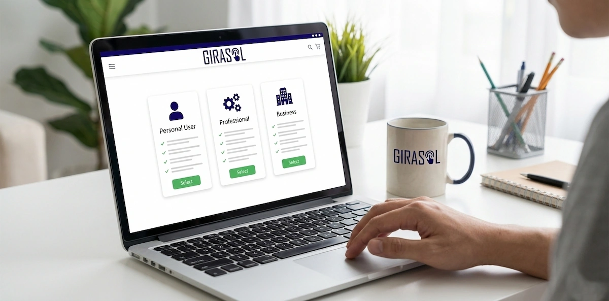 Interfaz de usuario comprando certificado digital en laptop