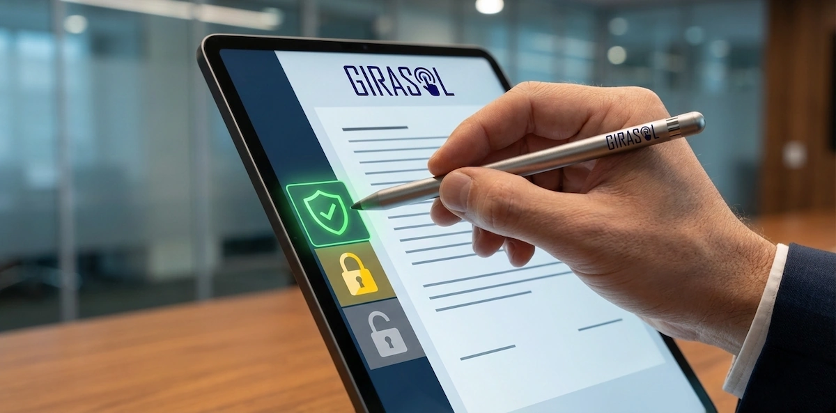 Abogado revisando normativa digital en tablet