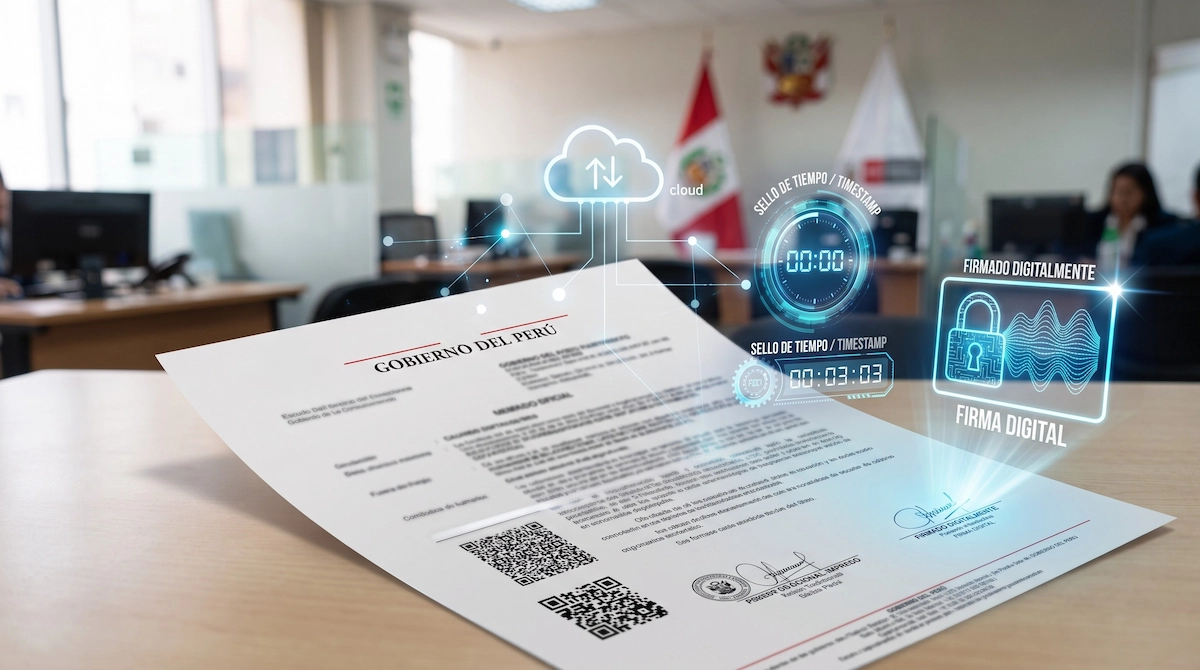 Cargo electrónico de Mesa Digital Perú con firma digital de agente automatizado y sello de tiempo